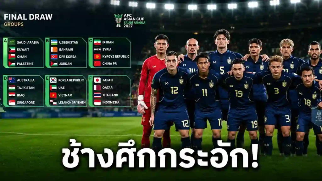 สรุป ผลจับสลาก เอเชียนคัพ 2027 ทีมชาติไทย อยู่กลุ่มเอฟ