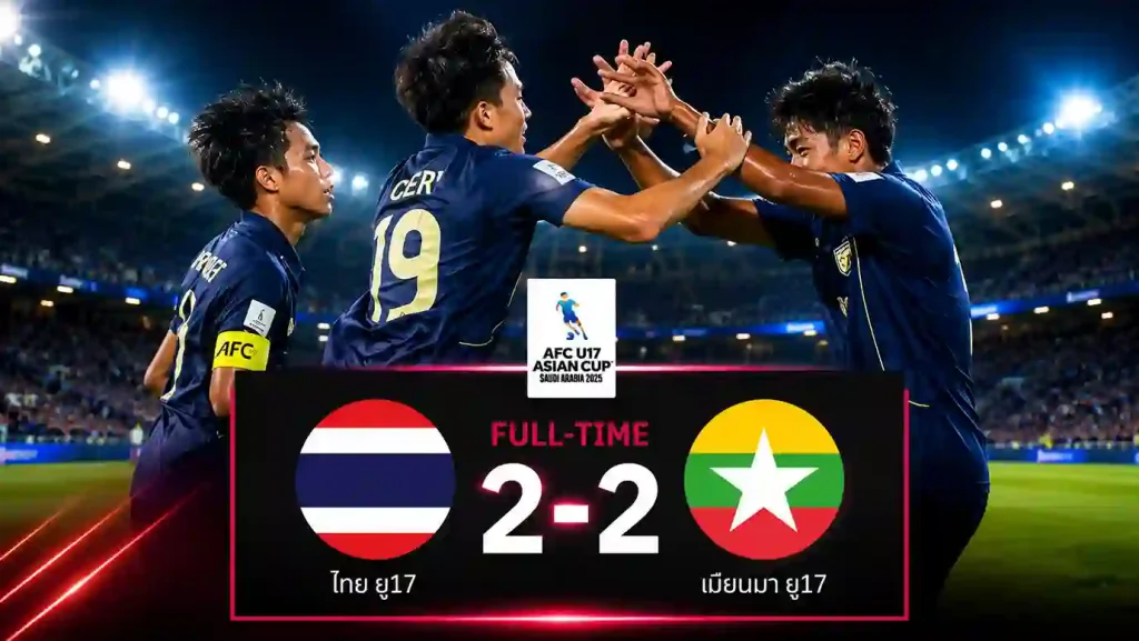 สรุปไฮไลท์ ผลบอล ไทย U17 เสมอ เมียนมา 2-2 ศึกเอเอฟซี เอเชียน คัพ 2026
