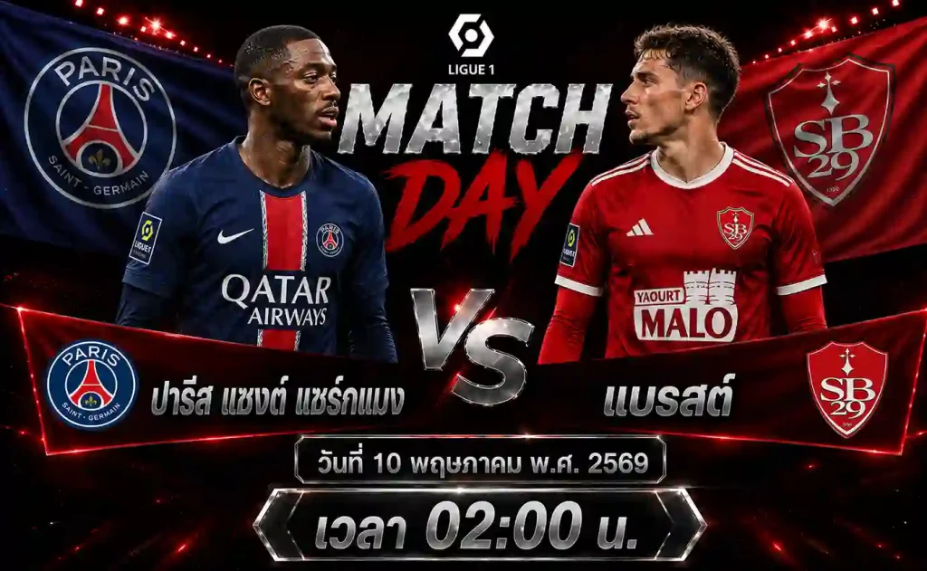 ทีเด็ดบอล ปารีส แซงต์ แชร์กแมง vs แบรสต์ วิเคราะห์บอลลีกเอิง ฝรั่งเศส