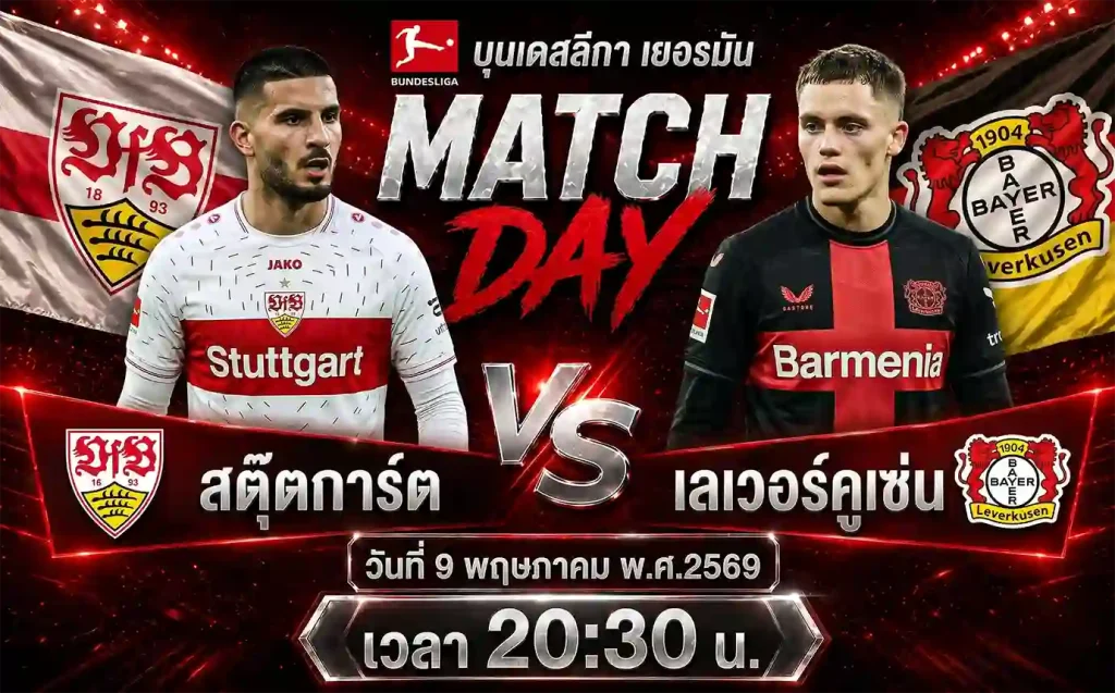 วิเคราะห์ ทีเด็ดบอล สตุ๊ตการ์ต vs เลเวอร์คูเซ่น บุนเดสลีกา เยอรมัน 9 พฤษภาคม 2569